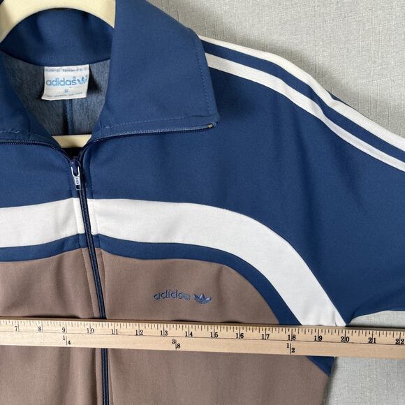 VTG Adidas Track Jacket Mens Small Blue Gray Trefoil Full Zip 80s Colorblock - Picture 5 of 10